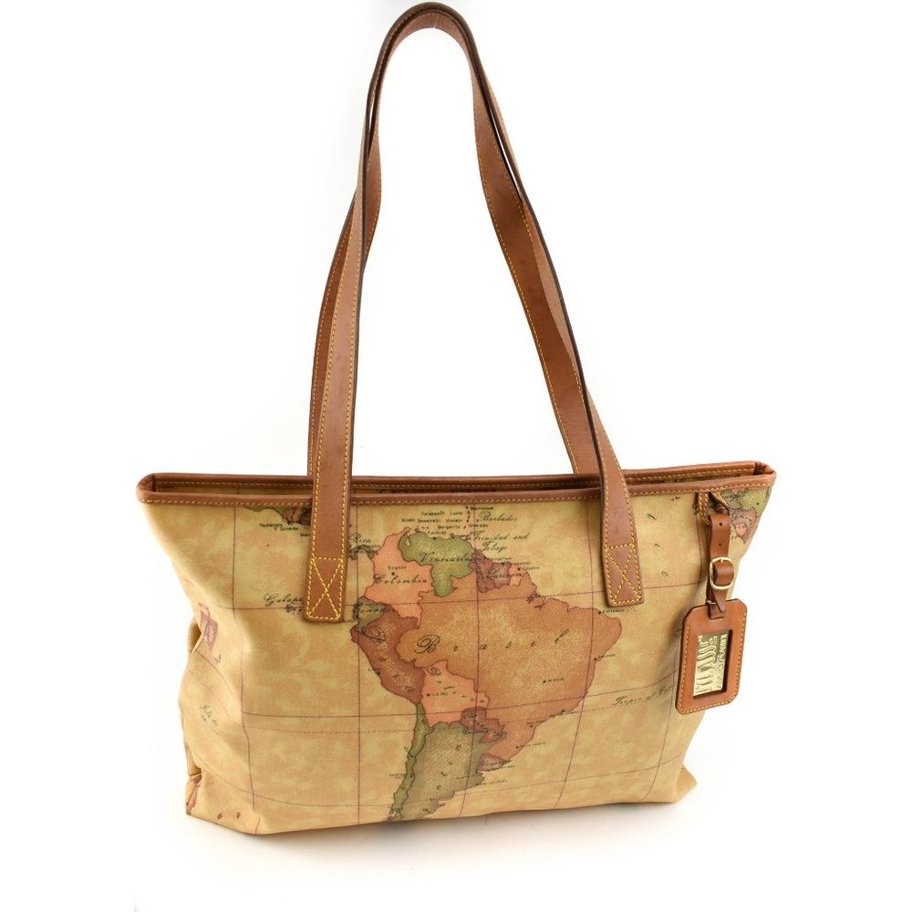 ALVIERO MARTINI: Tan Leather & Geo Classic Tote mn